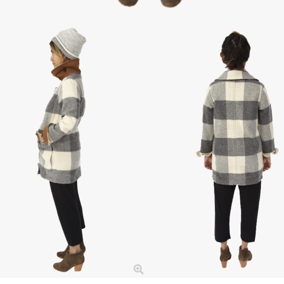 Woolrich Giant Buffalo Wool Coat in grey and ivory Size M - Picture 3 of 14